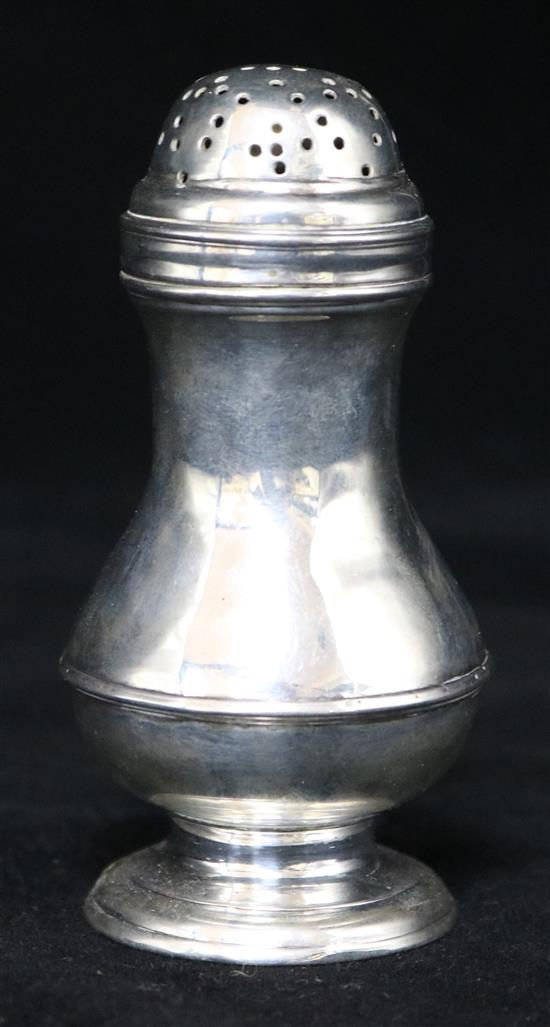 An early George II silver muffineer by John Newton, 75 grams.